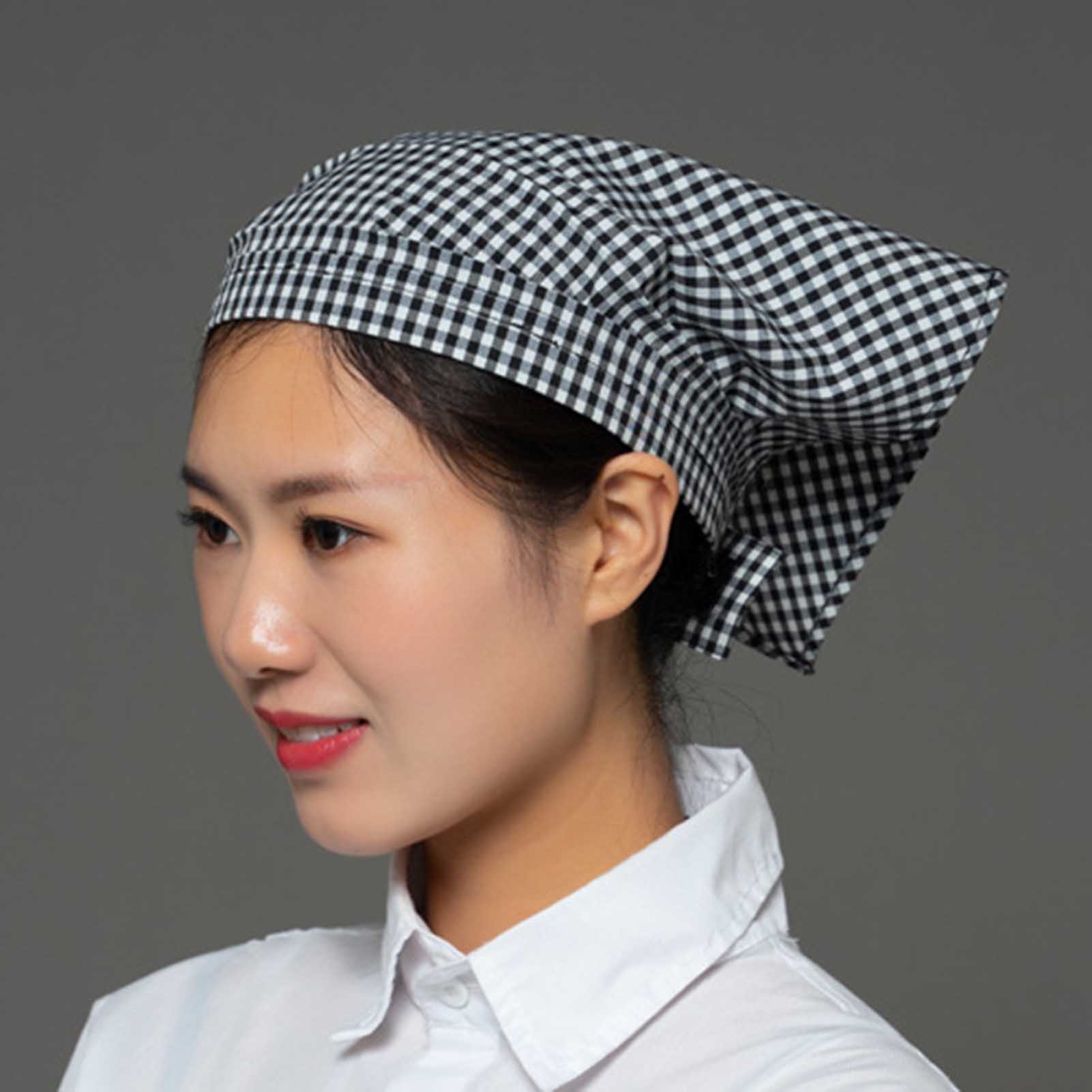 Bandana Cotton - ผ้าโพกศีรษะผ้าฝ้ายทรงสามเหลี่ยมสำหรับพนักงานร้านอาหาร หมวกเชฟ หมวกอนามัยสำหรับทำงานในครัว ผ้าคลุมผมนุ่ม ระบายอากาศได้ดี