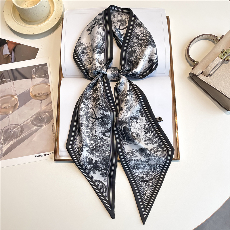 Face Scarf Mask - ผ้าพันคอไหมพรมยาวหรูหรา ผ้าคาดผมเส้นเล็ก ผ้าพันคอไหมแฟชั่น ผ้าคาดผม ผ้าพันคอสำหรับกระเป๋า ผ้าคาดผมลายพิมพ์