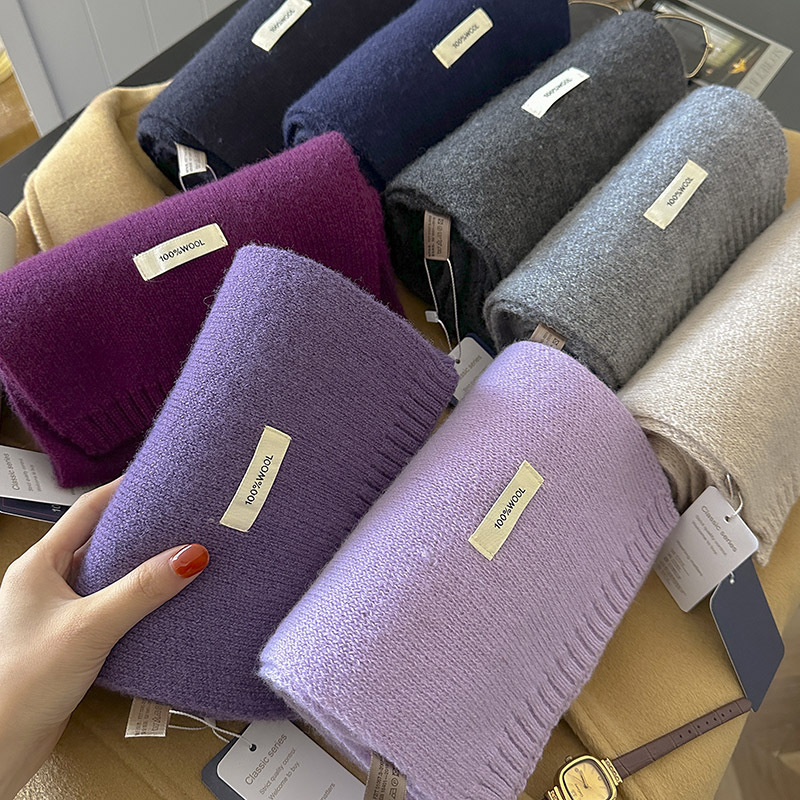Muffler Men Wool - ผ้าพันคอขนสัตว์แท้ 48 สี สำหรับฤดูใบไม้ร่วงและฤดูหนาว คุณภาพสูง นุ่ม