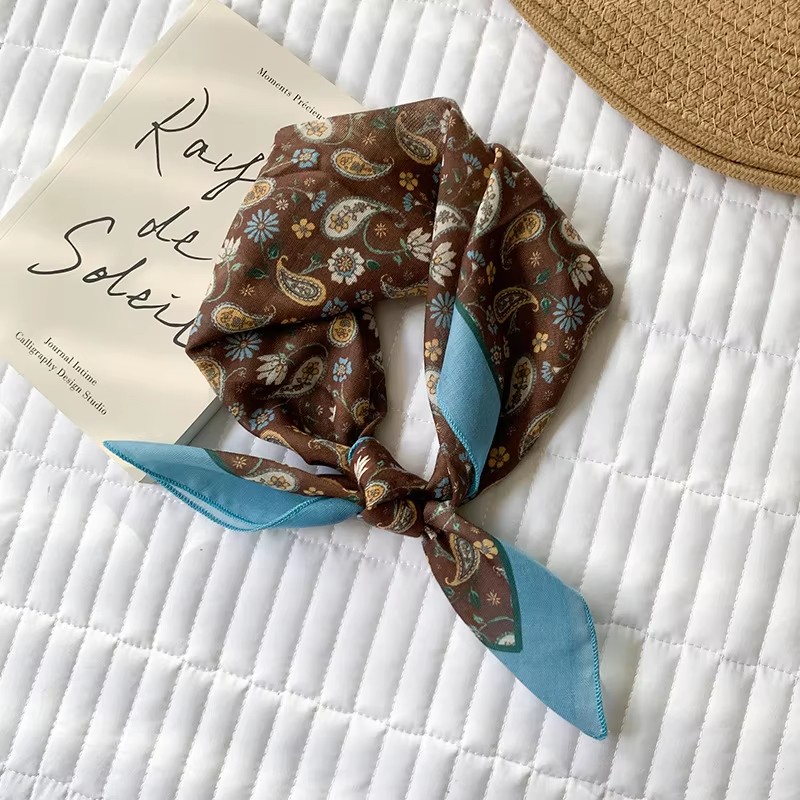 Bandana Cotton - ผ้าพันคอเนื้อผ้าฝ้ายสำหรับผู้หญิง ผ้าคาดผม ผ้าพันคอสี่เหลี่ยม ผ้าคลุมศีรษะ ผ้าพันคอ ผ้าคลุมไหล่