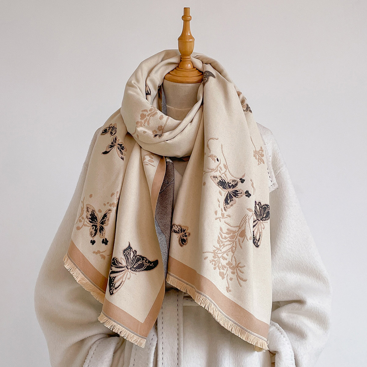ผ้าพันคอแคชเมียร์เทียมสำหรับผู - Pashmina Wrap Large บทวิจารณ์และราคา