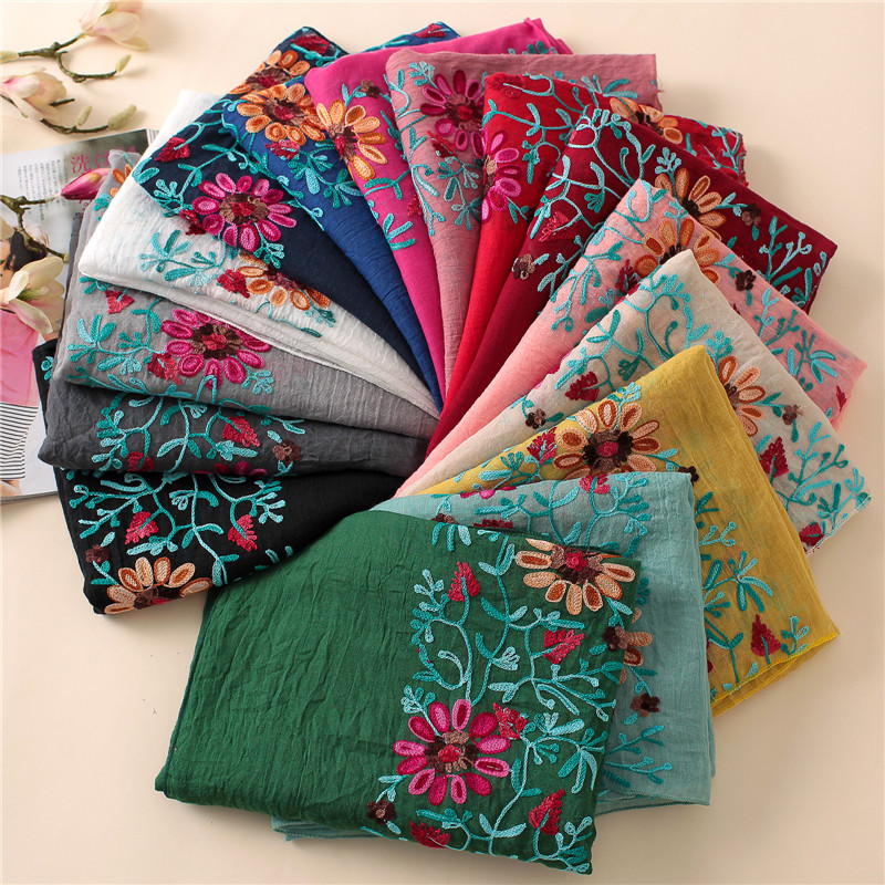 ผ้าคลุมไหล่ลายดอกไม้ปักเรียบง่ - Bandana Cotton บทวิจารณ์และราคา
