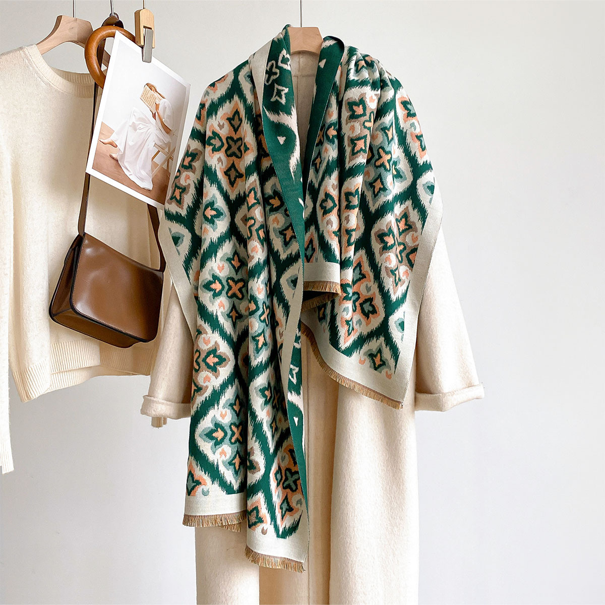 ผ้าพันคอผู้หญิงแบบสองด้าน ลายด - Woven Scarf Blanket บทวิจารณ์และราคา