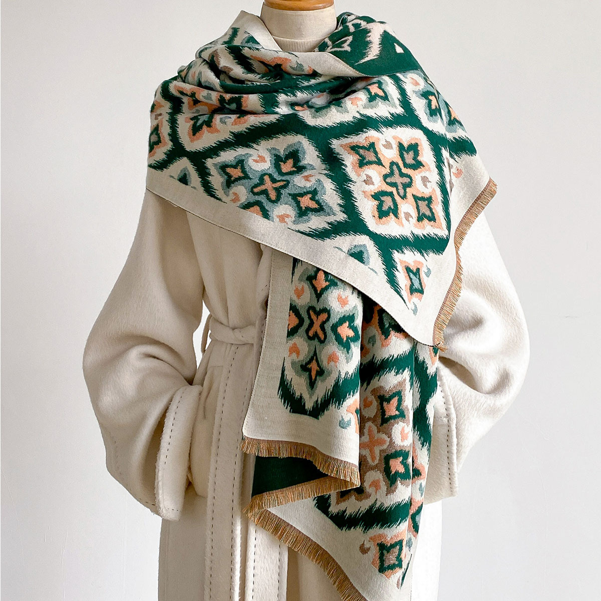 ผ้าพันคอผู้หญิงแบบสองด้าน ลายด - Woven Scarf Blanket บทวิจารณ์และราคา