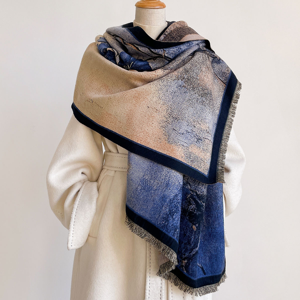 ผ้าพันคอแคชเมียร์เทียมสำหรับผู - Pashmina Wrap Large บทวิจารณ์และราคา
