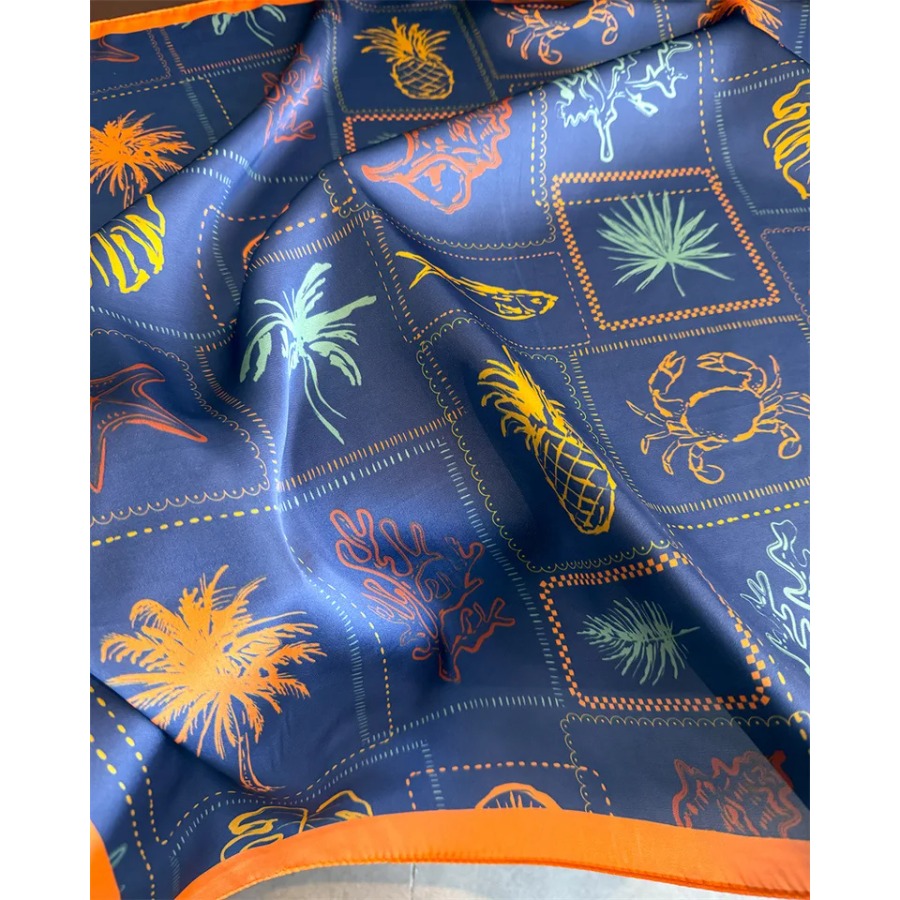 ผ้าพันคอไหมพิมพ์ลายสีน้ำเงิน ผ - Bandana Cotton บทวิจารณ์และราคา