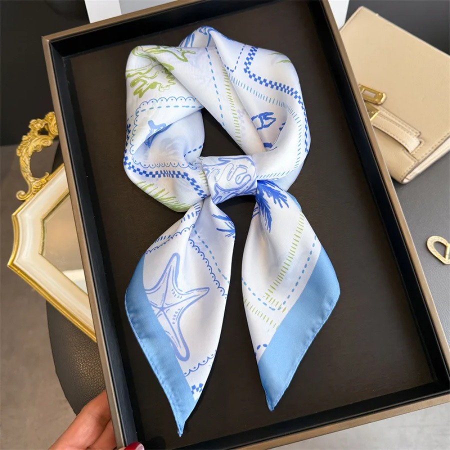 ผ้าพันคอไหมพิมพ์ลายสีน้ำเงิน ผ - Bandana Cotton บทวิจารณ์และราคา